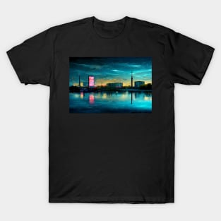 Neon Berlin City Skyline In Neonlight / Berlin City Silhouette T-Shirt